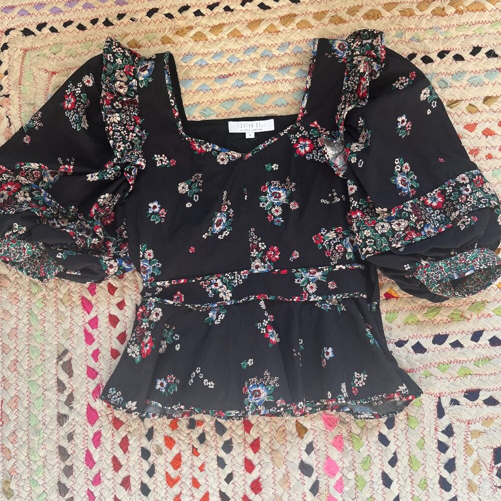 Hunter Bell New York Blayne Puff-Sleeve Floral Peplum top